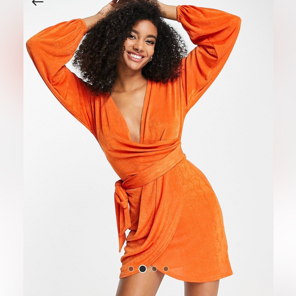 ASOS Orange Wrap Mini Dress
